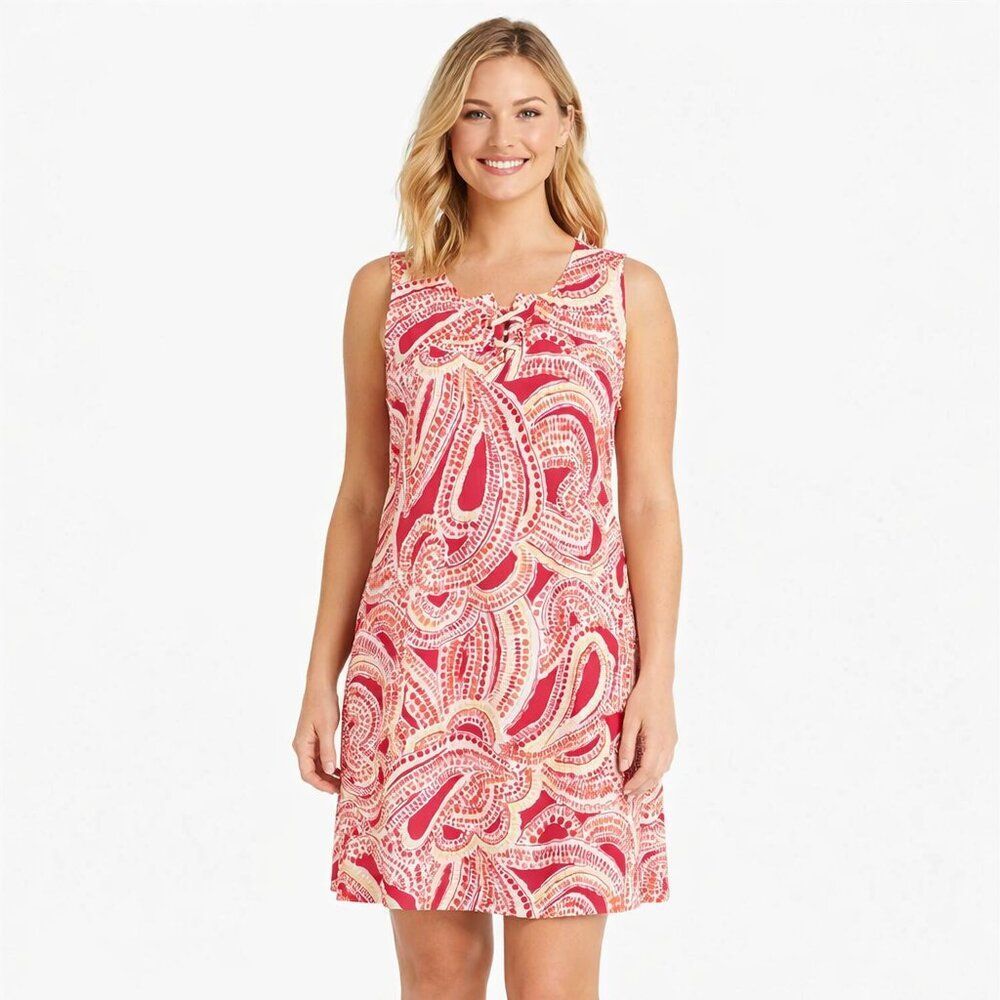 Chico's Casual Shift Dress Size 2 (12) Pink Paisley Sleeveless